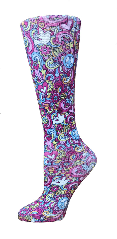 60’s Peace-Sheer Compression Socks – 8-15 mmHg-Compression Socks-Med Spot Scrub Shop, LLC