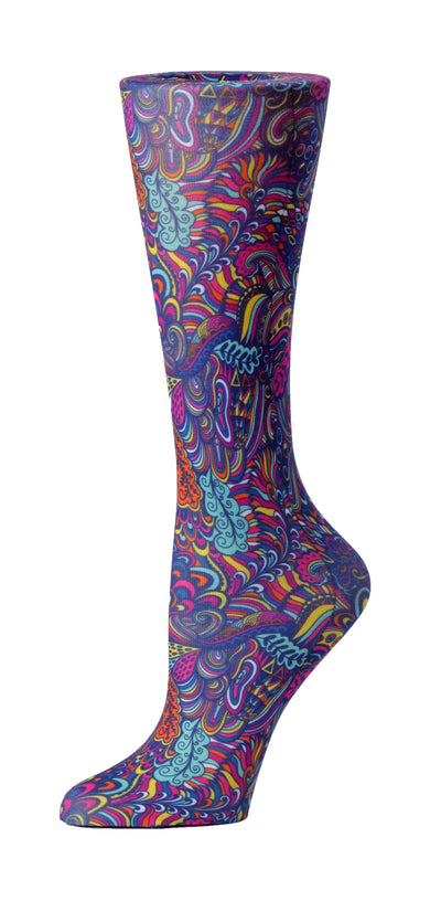 Abstract Flowers- Printed Compression Socks-10-18 mmHg-Compression Socks-Med Spot Scrub Shop, LLC