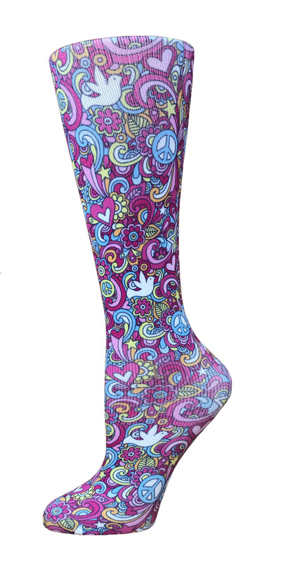 60’s Peace- Printed Compression Socks -10-18 mmHg-Compression Socks-Med Spot Scrub Shop, LLC