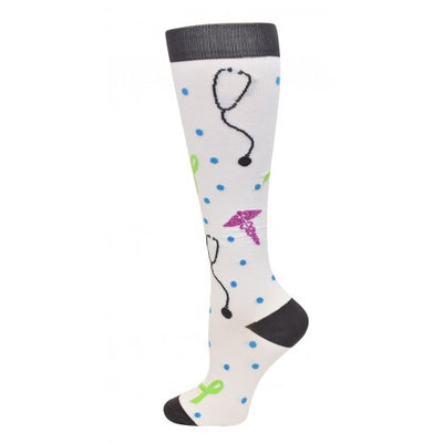 Premium Awareness Ribbon Fashion-10-14mmHg-Compression Socks-Med Spot Scrub Shop, LLC