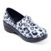 Savvy Brandy Nursing Shoe-Blue Leopard-clogs-Med Spot Scrub Shop, LLC