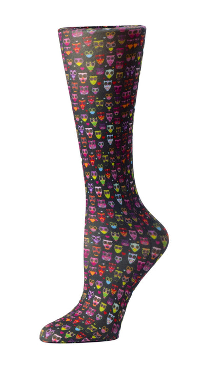 Black Owls- Sheer Compression Socks – 8-15 mmHg-Compression Socks-Med Spot Scrub Shop, LLC