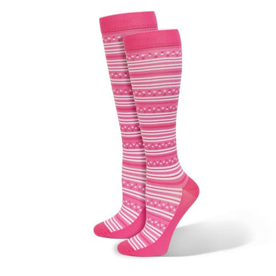 Premium Pink Fairy Stripes Fashion Compression Sock -10-14mmHg-Compression Socks-Med Spot Scrub Shop, LLC