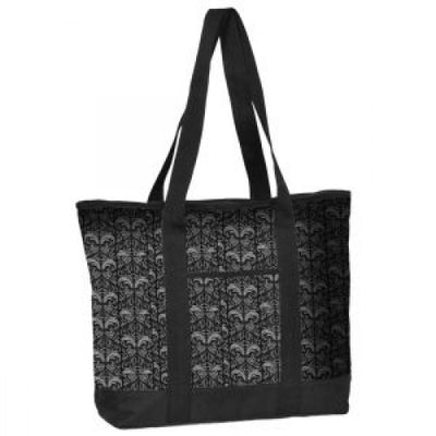 Filigree-Black Fashion Print Utility Tote-Accessories-Med Spot Scrub Shop, LLC